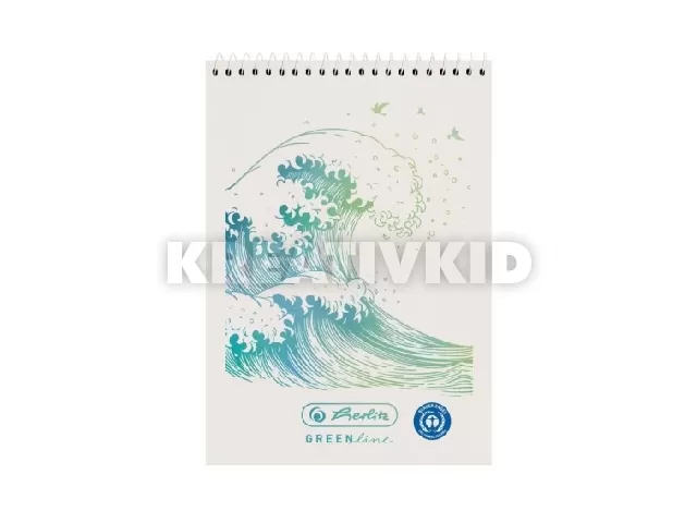 Spirálblokk A7 / 50 lap kockás GREENline Hullám