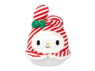 Squishmallows 20 cm - (Ünnepek) My Melody piros és fehér csíkos szalagokkal