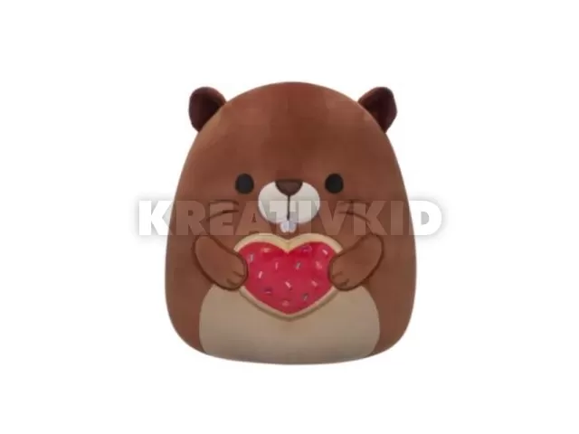 Squishmallows: Chip, a barna hód szívet tartó plüssfigura - 20 cm