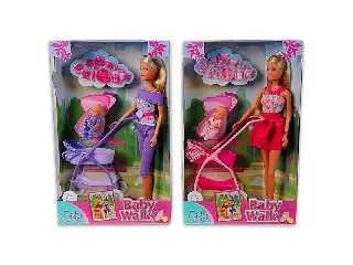 Steffi Love: Steffi baba babakocsival és kisbabával - lila 