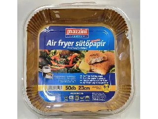 Sütőpapír, szilikonos, Air Fryer készülékhez, szögletes, 23 cm, 50 db, MAZZINI 