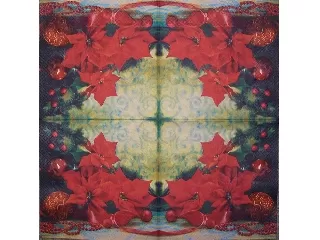 Szalvéta 33*33 cm 20 db/cs HOME Mikulásvirág gyöngyökkel