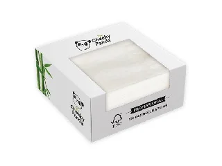 Szalvéta, bambusz, 1/4 hajtogatott, 2 rétegű, 39x39 cm, 100 db, CHEEKY PANDA, fehér