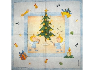 Szalvéta Vielseidig Verlag 33x33 cm 20db/cs - Karácsonyfa angyalkával
