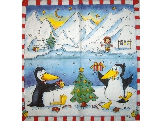Szalvéta Vielseidig Verlag 33x33cm 20db/cs - Pingvinek Karácsonya