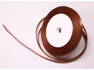 Szatén szalag 6 mm-es kb. 22 méter - középbarna
