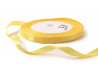 Szatén szalag 6 mm-es kb. 22 méter/tekercs - citromsárga