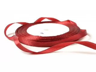 Szatén szalag 6 mm-es kb. 22 méter/tekercs - piros