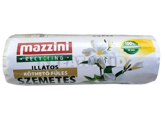 Szemeteszsák, újrahasznosított, köthető füles, illatosított, 35 l, 20 db, 49x60 cm, 10 µ, MAZZINI, virág illat