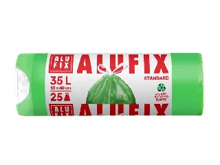 Szemeteszsák, zárószalagos, 35 l, 25 db, 53x60 cm, 15 µ, ALUFIX, zöld