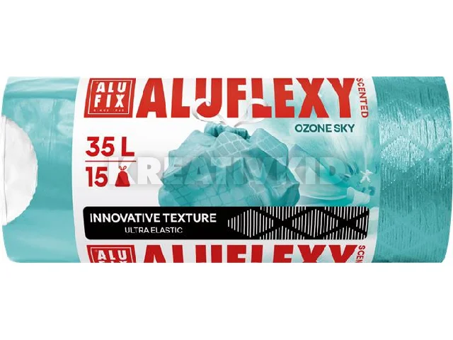 Szemeteszsák, zárószalagos, LDPE, illatosított, 35 l, 15 db, 53x53 cm, 20 µ, ALUFIX