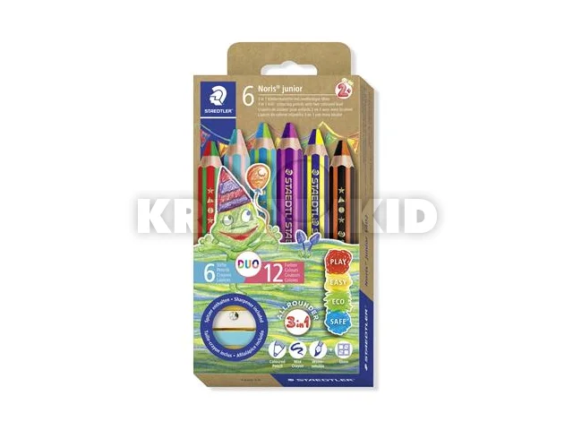 Színes ceruza készlet, duo színű, hegyezővel, STAEDTLER 