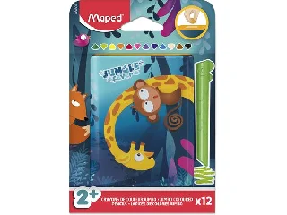 Színes ceruza készlet, fém perselyben, MAPED „Jungle Fever Infinity Kidy”, 12 különböző szín