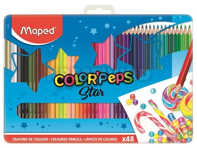 Színes ceruza készlet, háromszögletű, fém doboz, MAPED 