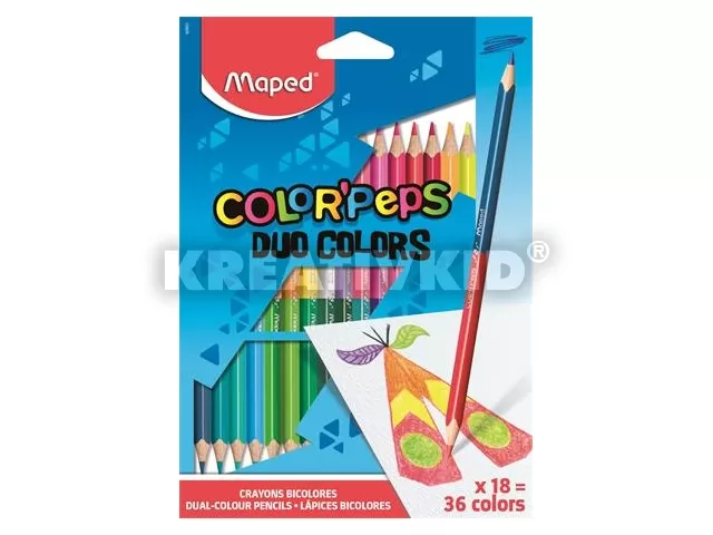 Színes ceruza készlet, háromszögletű, kétvégű, MAPED 