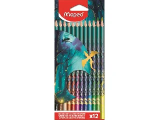 Színes ceruza készlet, háromszögletű, MAPED „Dragon sárkány”, 12 különböző szín