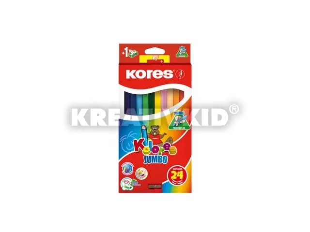 Színes ceruza készlet, háromszögletű, vastag, KORES 