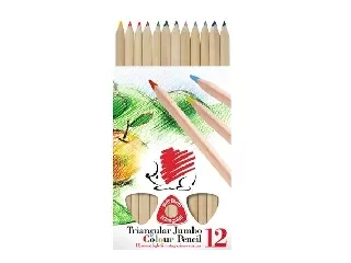 Színes ceruza készlet, háromszögletű, vastag, natúr, ICO \