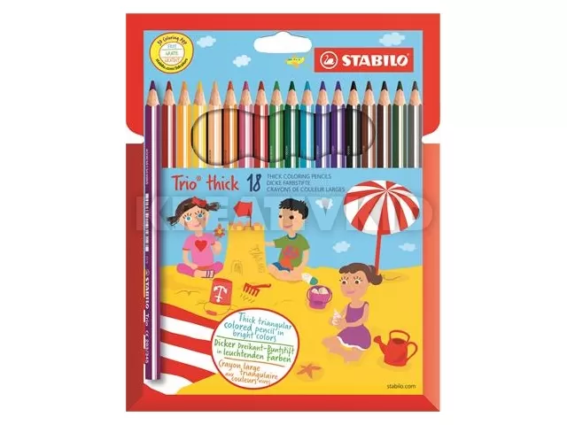 Színes ceruza készlet, háromszögletű, vastag, STABILO 