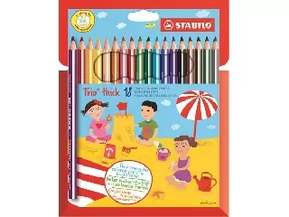 Színes ceruza készlet, háromszögletű, vastag, STABILO 
