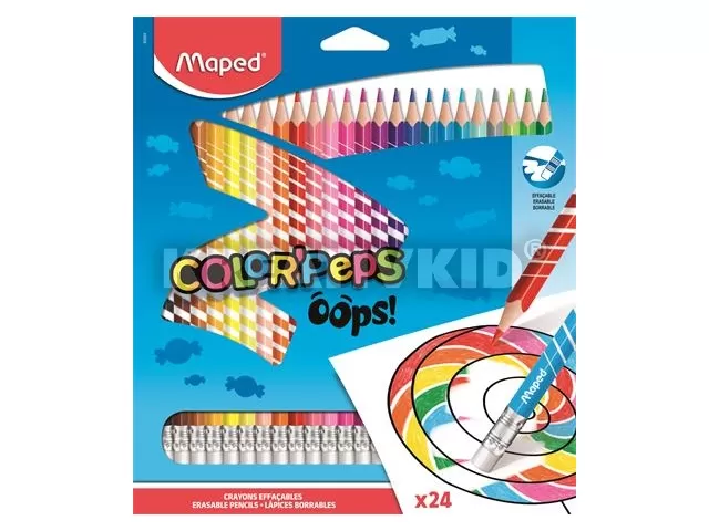 Színes ceruza készlet, háromszügletű, radírozható, MAPED 