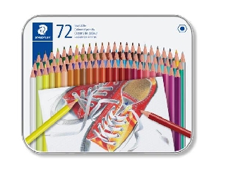 Színes ceruza készlet, hatszögletű, fém dobozban, STAEDTLER, 72 különböző szín