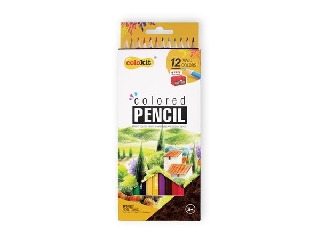 Színes ceruza készlet, hatszögletű, hegyezővel, COLOKIT, 12 különböző szín