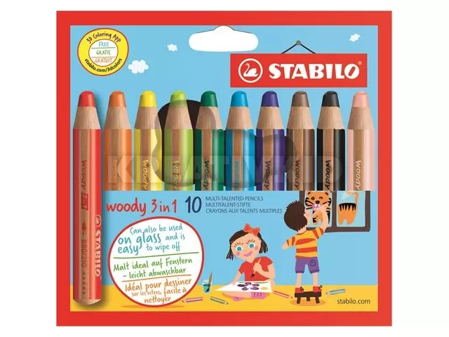 Színes ceruza készlet, kerek, vastag, STABILO 