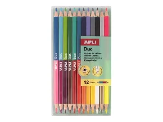 Színes ceruza készlet, kétvégű, háromszögletű, APLI 