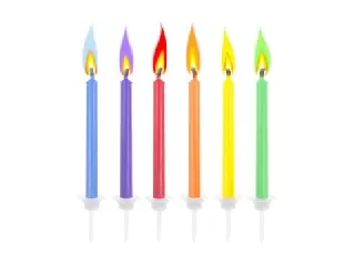 Színes lángú torta gyertya - 6 db