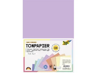 Színes papír, A4, 130 g, 10x10 lap, FOLIA, „Pastel”, vegyes színek