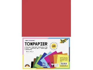 Színes papír, A4, 130 g, 10x10 lap, FOLIA, vegyes színek