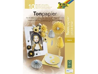 Színes papír tömb, A4, 130 g, 10 lap, FOLIA, arany-ezüst