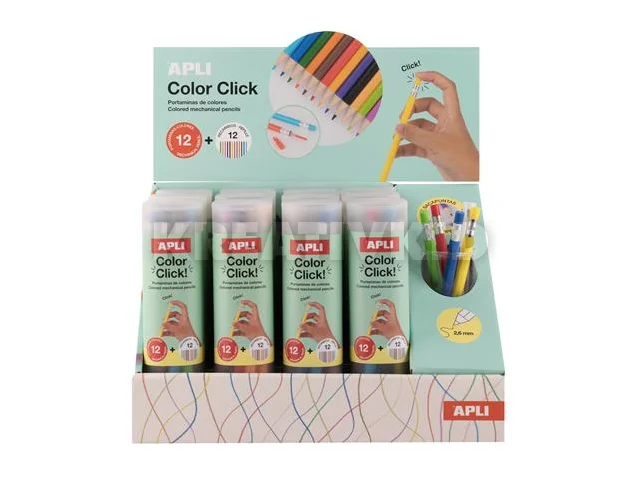 Színes töltőceruza készlet, ceruzatartóban, display, APLI 