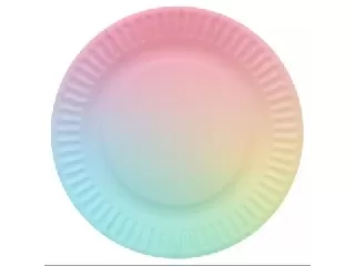 Szivárvány mintás papírtányér, 18 cm - 6 db-os