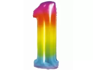 Szivárvány színű, számos fólia lufi, 76 cm - 1