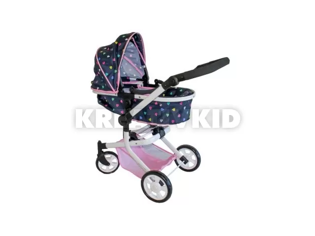 Szívecske mintájú átalakítható játék babakocsi