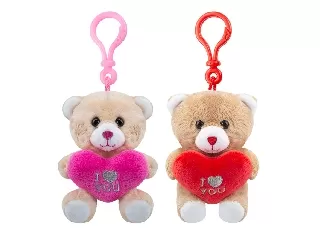 Szivecskés maci kulcstartó, 10 cm