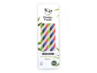 Szívószál, bambusz, egyenes, lebomló, bambusz, 100 db, CHEEKY PANDA, vegyes színek