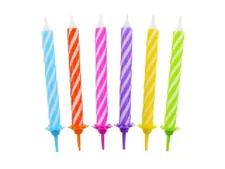 Születésnapi 12 darabos színes spirál gyertya 8 cm