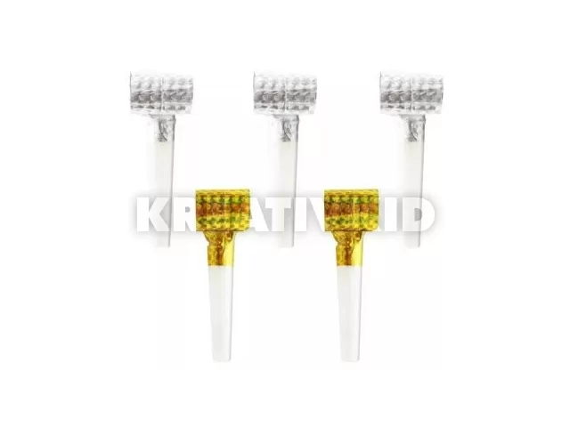 Születésnapi papírsíp szett, arany-ezüst - 5 db-os