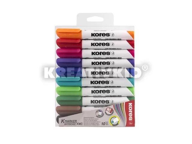 Tábla- és flipchart marker készlet, 1-3 mm, kúpos, KORES 