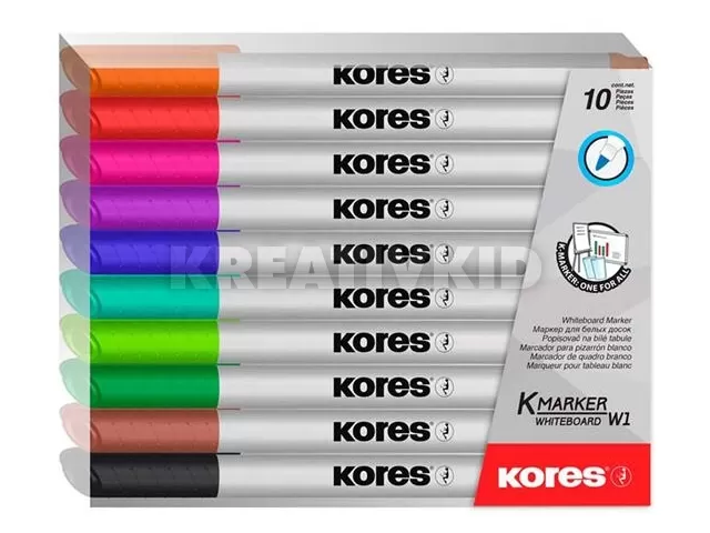 Tábla- és flipchart marker készlet, 1-3 mm kúpos, KORES 