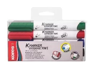 Tábla- és flipchart marker készlet, 1-3 mm, kúpos, KORES 