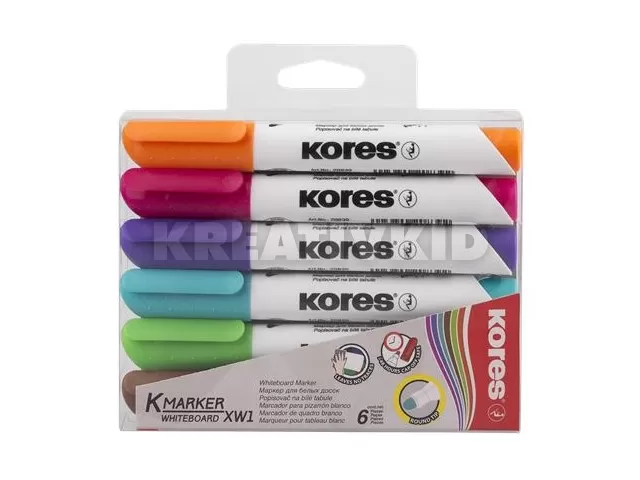 Tábla- és flipchart marker készlet, 1-3 mm, kúpos, KORES 
