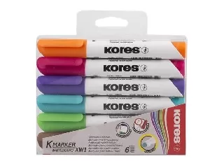 Tábla- és flipchart marker készlet, 1-3 mm, kúpos, KORES 