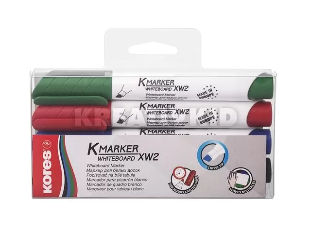 Tábla- és flipchart marker készlet, 1-3 mm, vágott, KORES 