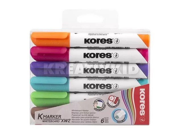 Tábla- és flipchart marker készlet, 1-3 mm, vágott, KORES 