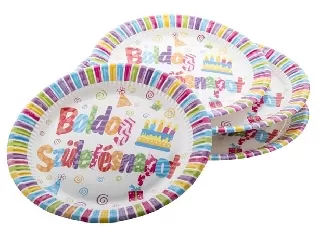 Tányér, papír, 23 cm,