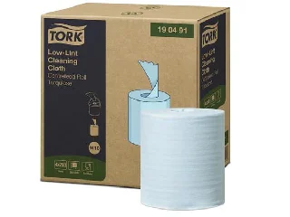 Tisztítókendő, szöszszegény, tekercses, 1 rétegű, 200 db, utántöltő hordozható vödörhöz, W10 rendszer, TORK, türkiz